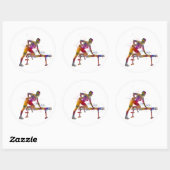 Sticker Rond Exercice de remise en forme en aquarelle (Feuille)