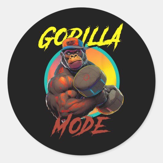 Sticker Rond Exercice en mode Gorilla de construction du corps (Devant)