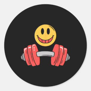 Sticker Rond Exercice Repose Gym Face Drôle Motif d'haltérophil