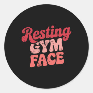 Sticker Rond Exercice Repose Gym Face Drôle Motif d'haltérophil
