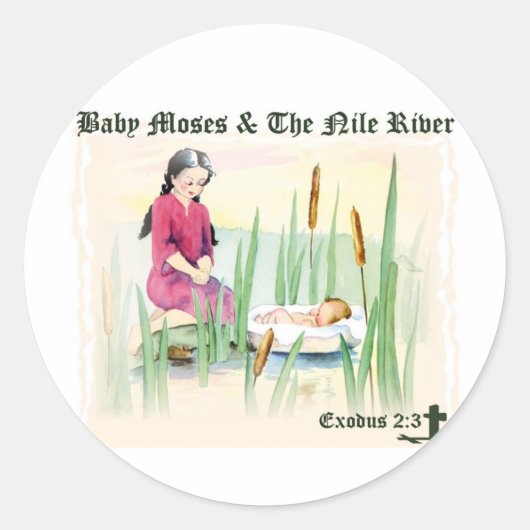 Sticker Rond Exode 2:3 - Moïse bébé sur le Nil (Devant)