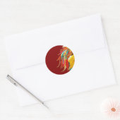 Sticker Rond Exotic Feathers Red (Enveloppe)