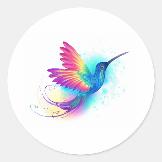 Sticker Rond Exotic Rainbow Hummingbird (Devant)