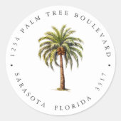 Sticker Rond EXOTIC TROPICAL PALM TREE ISLAND Adresse de retour (Devant)