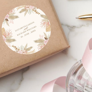 Sticker Rond Exotique moderne Boho Mariage tropical