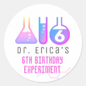 Sticker Rond Expérience scientifique Neon rose fille Anniversai (Devant)