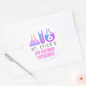 Sticker Rond Expérience scientifique Neon rose fille Anniversai (Enveloppe)