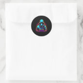 Sticker Rond Expert En Cybersécurité Pour Hacker Et Cyber W (Sac)