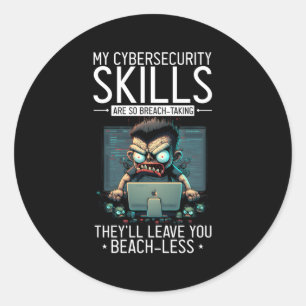 Sticker Rond Expert En Cybersécurité Pour Hacker Et Cyber W