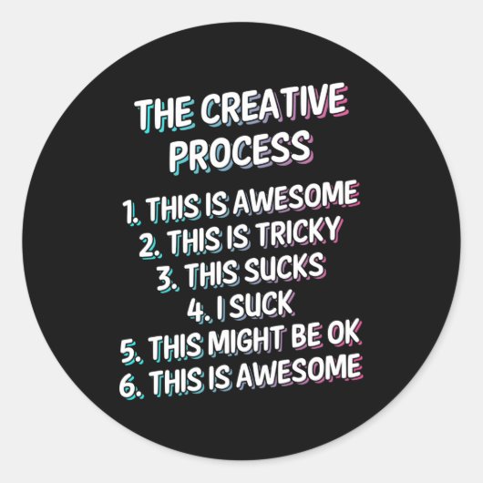 Sticker Rond Explication Sur Le Processus Créatif (Devant)