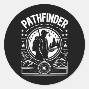 Sticker Rond Explorateur d'aventure de Pathfinder Randonnée en