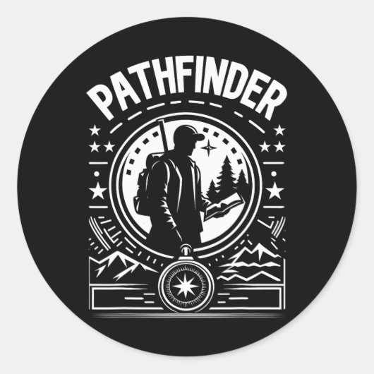 Sticker Rond Explorateur d'aventure de Pathfinder Randonnée en (Devant)