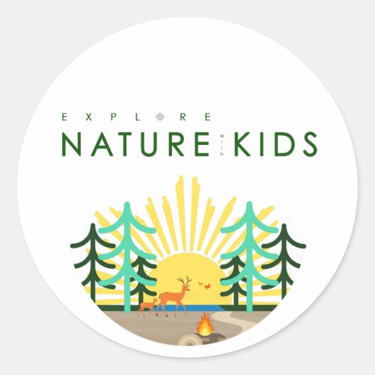 Sticker Rond Explore Nature avec le logo de Kids (Devant)
