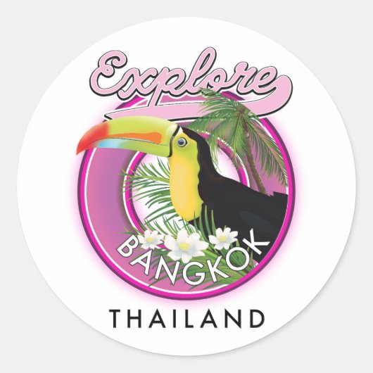 Sticker Rond explorer Bangkok indonesia logo voyage (Devant)