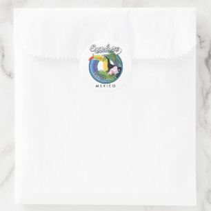 Sticker Rond explorer cabo san lucas mexique voyage patch photo