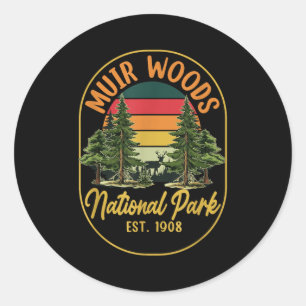 Sticker Rond Explorer la nature à muir woods etablissement 1908