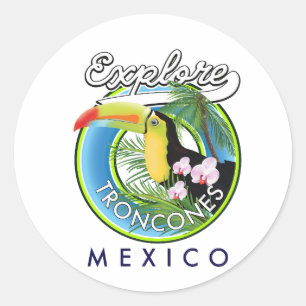 Sticker Rond Explorer Troncones Mexique logo rétro Tasse à café