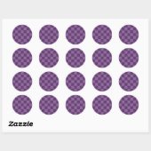Sticker Rond Explorez la beauté du motif damier violet (Feuille)