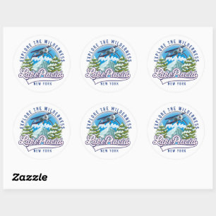 Sticker Rond Explorez la nature sauvage, lac placide