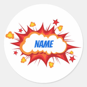 Sticker Rond Explosion comique personnalisée