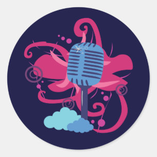 Sticker Rond Explosion d'art microphone