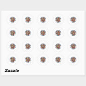 Sticker Rond Explosion de couleurs arc-en-ciel Chat Design de c (Feuille)