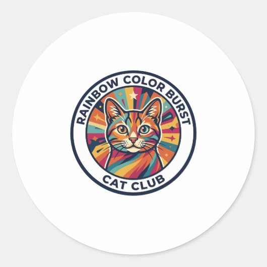 Sticker Rond Explosion de couleurs arc-en-ciel Chat Design de c (Devant)