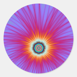 Sticker Rond Explosion de l'autocollant rond en bleu rose et ro