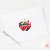 Sticker Rond Explosion de pastèque aquarelle (Enveloppe)