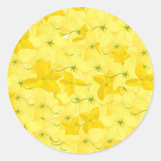 Sticker Rond Explosion Florale Jaune Total (Devant)