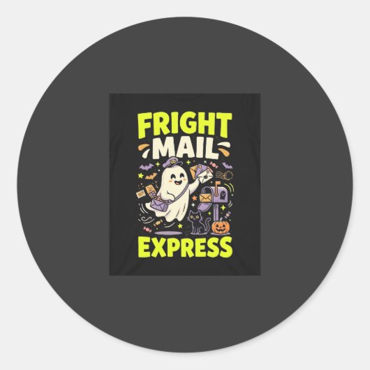 Sticker Rond Express Courrier d'Effroi d'Halloween (Devant)