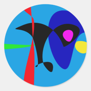 Sticker Rond Expressionnisme Abstrait Art numérique simple