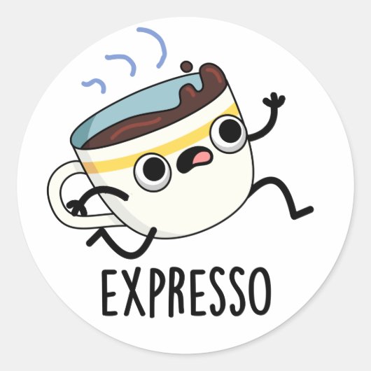 Sticker Rond Expresso Drôle Coureur De Coffee Pun (Devant)