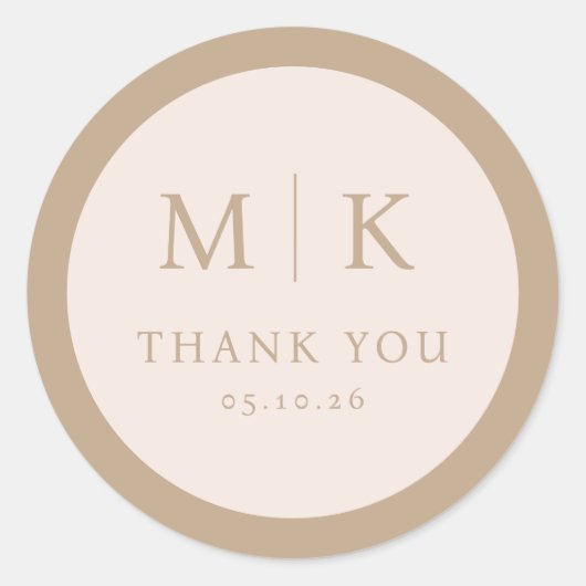 Sticker Rond Exquisite Beige Calligraphy Circle (Devant)