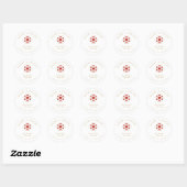 Sticker Rond Exquisite Christmas Red & Gold Snowflake Thanks (Feuille)