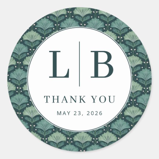 Sticker Rond Exquisite Green Floral Pattern (Devant)