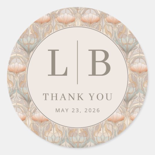 Sticker Rond Exquisite Pastel Floral Pattern (Devant)