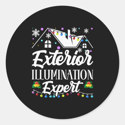 Sticker Rond Exterior Illumination Expert Funny Christmas Decor (Devant)