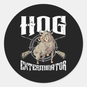 Sticker Rond Exterminateur de porcs Chasse de porc Chasse de po