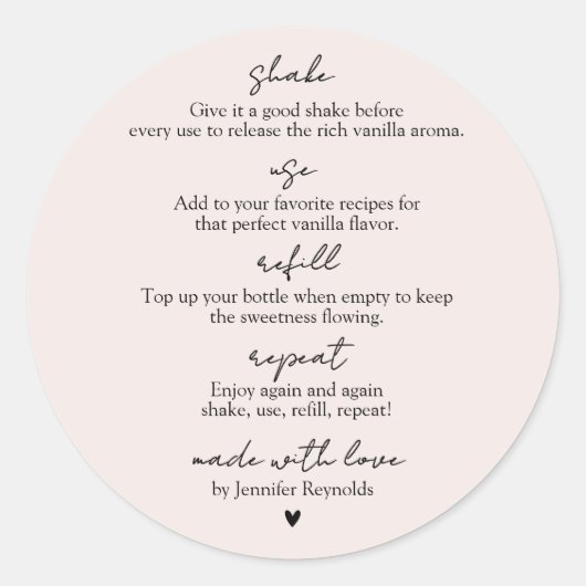 Sticker Rond Extrait de Vanille Maison beige Utiliser Remplir R (Devant)