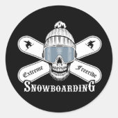 Sticker Rond Extreme Freeride Snowboarding (Devant)