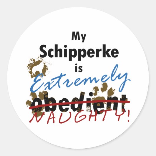 Sticker Rond Extrêmement Naughty Schipperke (Devant)