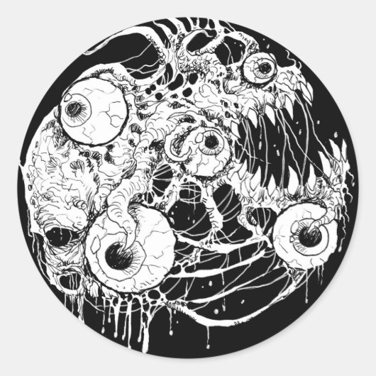 Sticker Rond Eyball Horreur noir Inkwork (Devant)