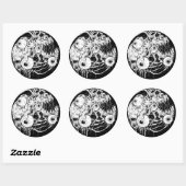 Sticker Rond Eyball Horreur noir Inkwork (Feuille)