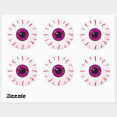 Sticker Rond Eyeball avec Iris rose et Veines rouges (Feuille)