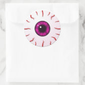 Sticker Rond Eyeball avec Iris rose et Veines rouges (Sac)