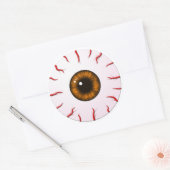Sticker Rond Eyeball avec orange Iris et rouge veines (Enveloppe)