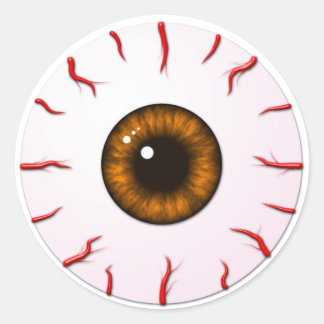 Sticker Rond Eyeball avec orange Iris et rouge veines