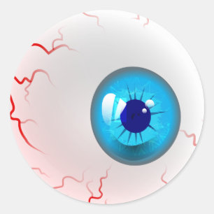 Sticker Rond Eyeball d'horreur bleue