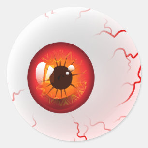 Sticker Rond Eyeball d'horreur rouge
